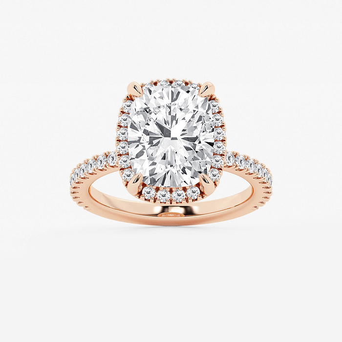 Suan - 5 1/2 ctw Elongated Cushion Lab Grown Diamond Halo Engagement Ring